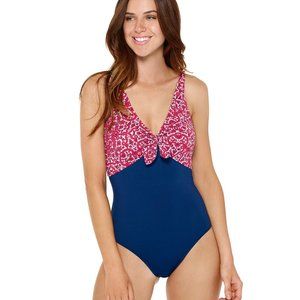 NWT Captiva Tulum Tie Front One Piece swimsuit  in "Take me Away" print